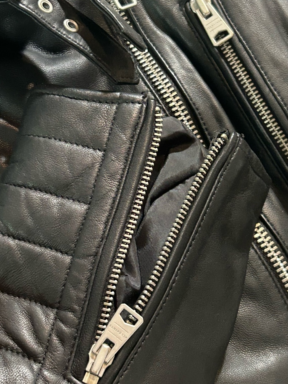 440$ALLSAINTS Steine Black Leather Biker Moto Jacket NWT Size 10 - Picture 8 of 13